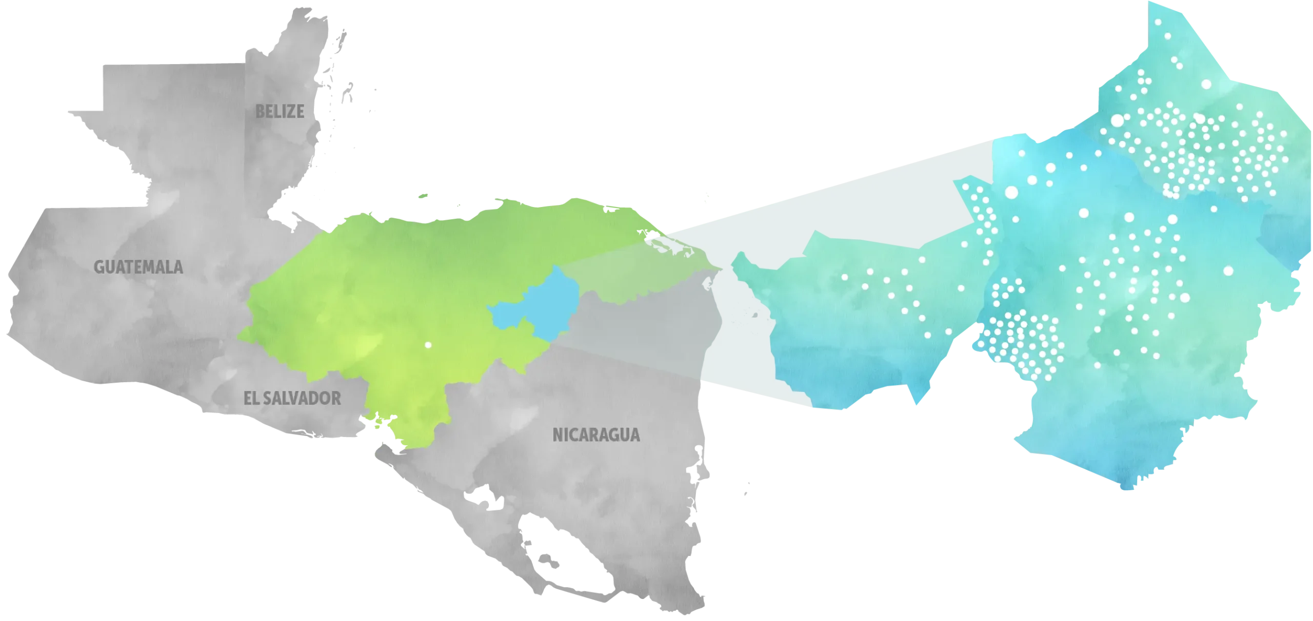 An illustrated map showing the areas Predisan serves.